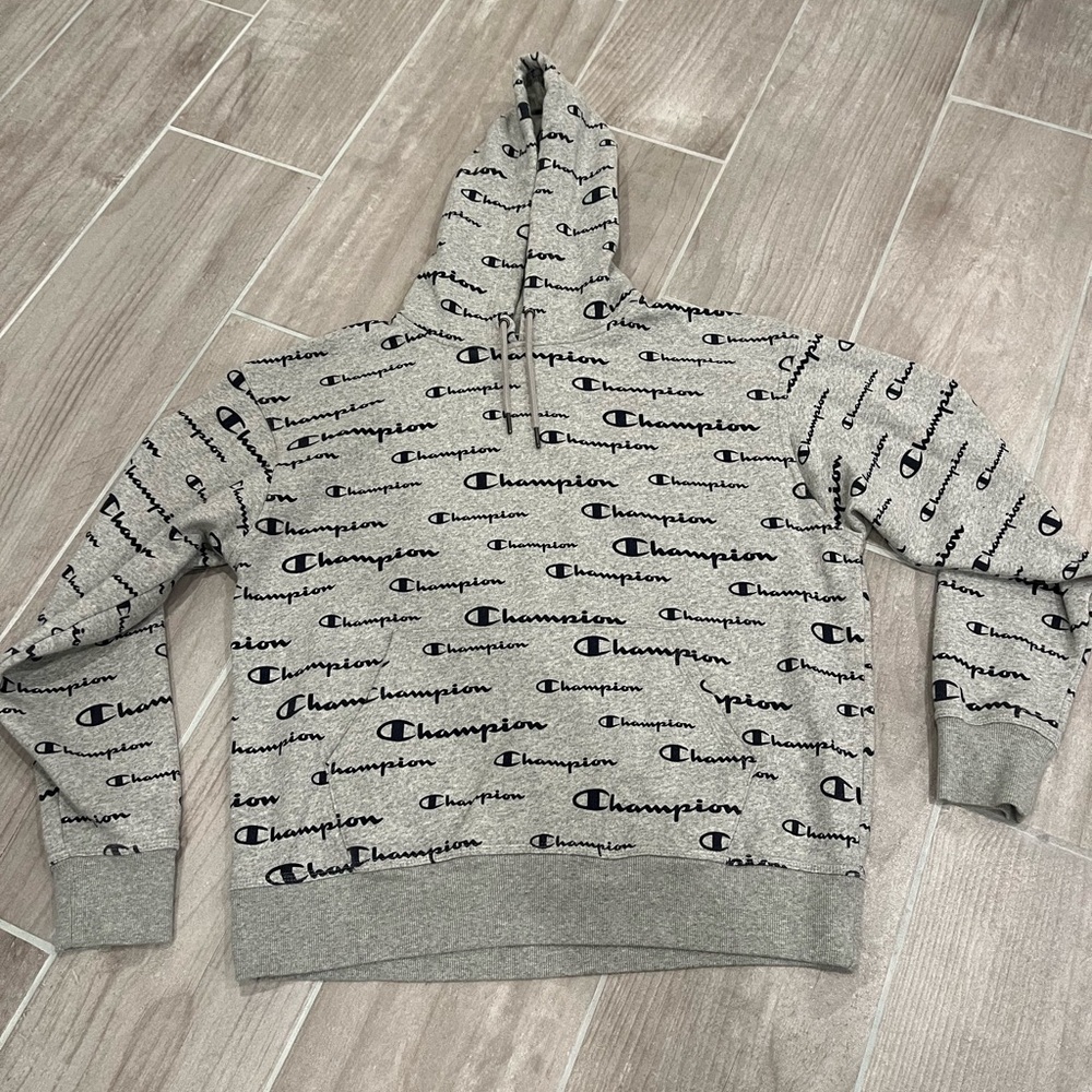 Champion Men’s Hooded Pullover Sweatshirt Size Large Color Gray